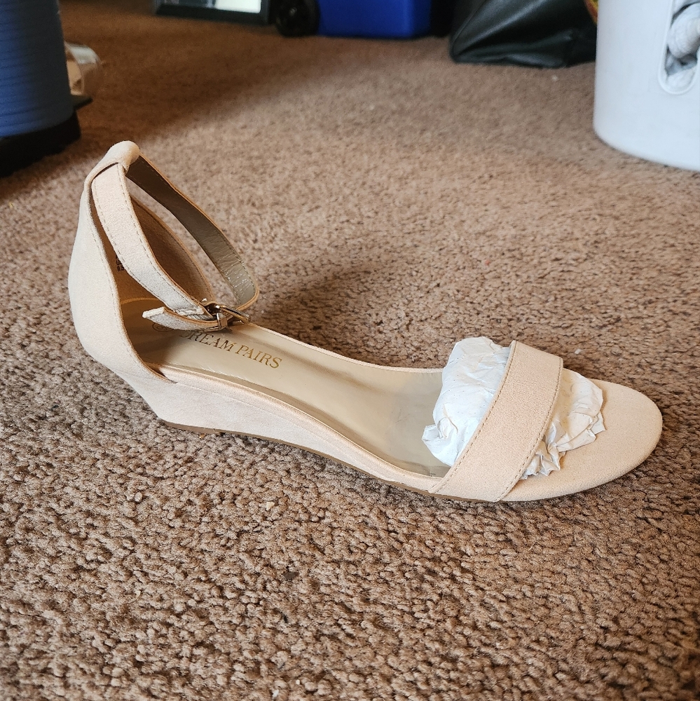 Nude Wedge Heel Wedding Shoes